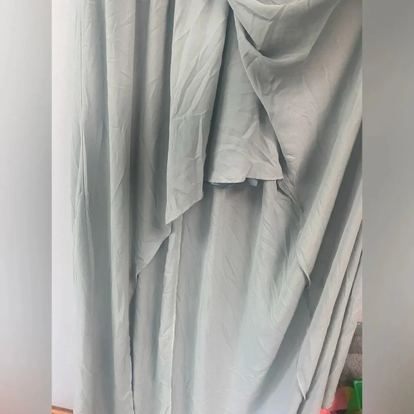 Show Me Your Mumu Kendall Chiffon Maxi Dress V-neck Size Large Silver Sage Blue - Picture 4 of 10